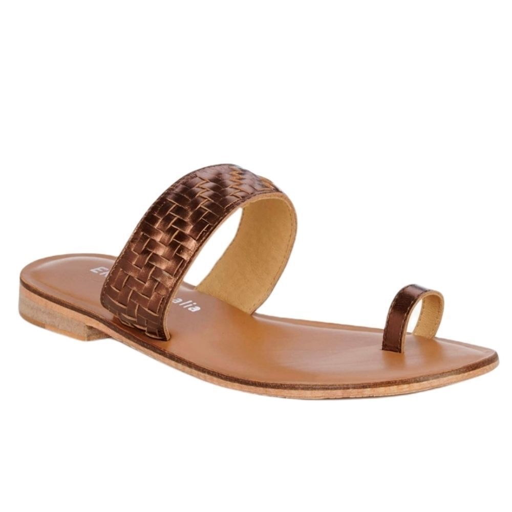 Emu Australia Murlong Metallic Bronze Leather Woven Sandals 6